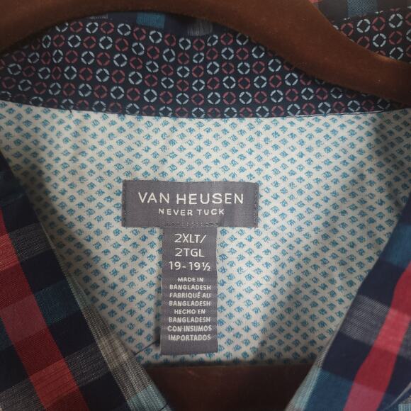Van Heusen Long Sleeve Button Down Never Tuck Shirt in Plaid Size 2XLT - Picture 7 of 10
